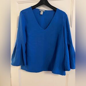 Blue V-Neck Women's Top